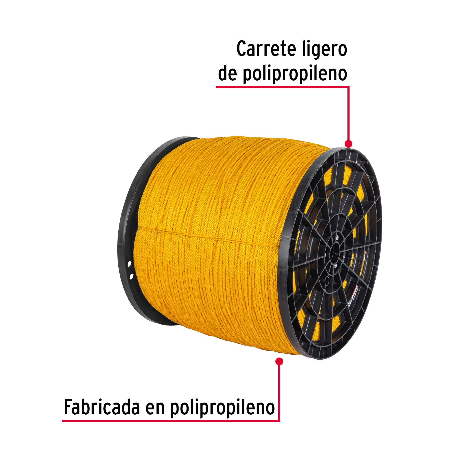 Metro de cuerda amarilla de polipropileno 4mm, carrete 2380m - Imagen 3