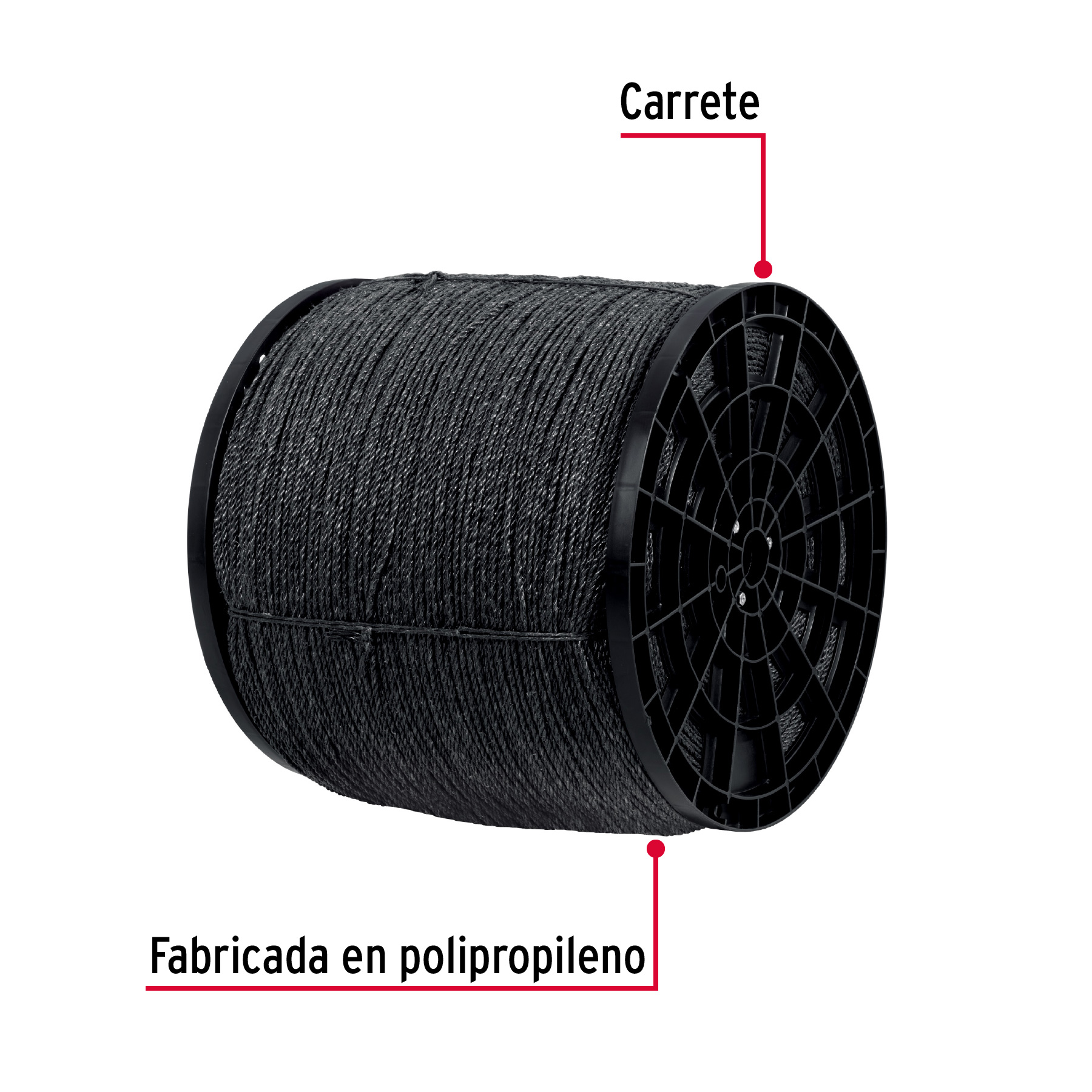 Kilo de cuerda negra de polipropileno 4 mm, carrete 20kg - Imagen 3