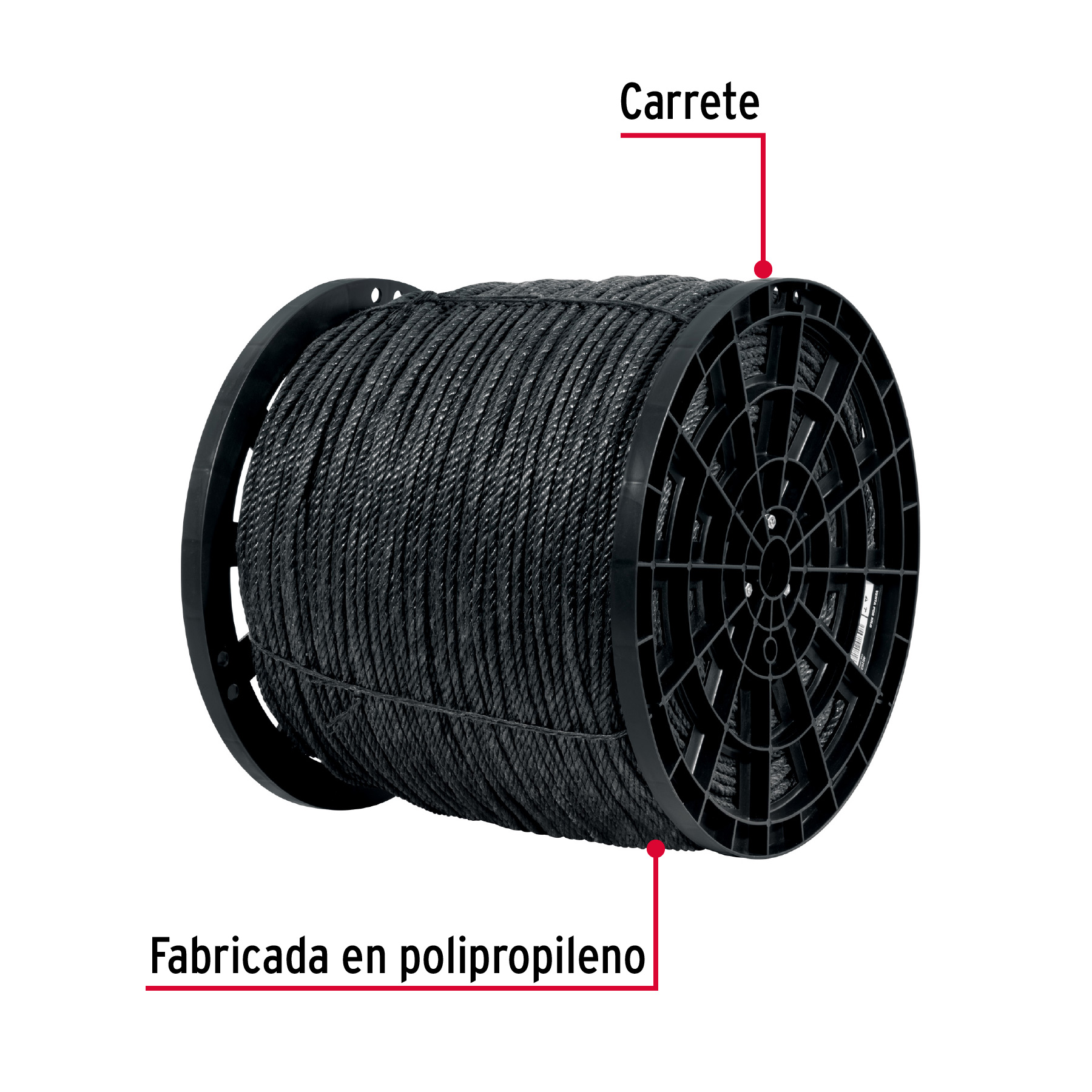 Kilo de cuerda negra de polipropileno 6 mm, carrete 20kg - Imagen 3