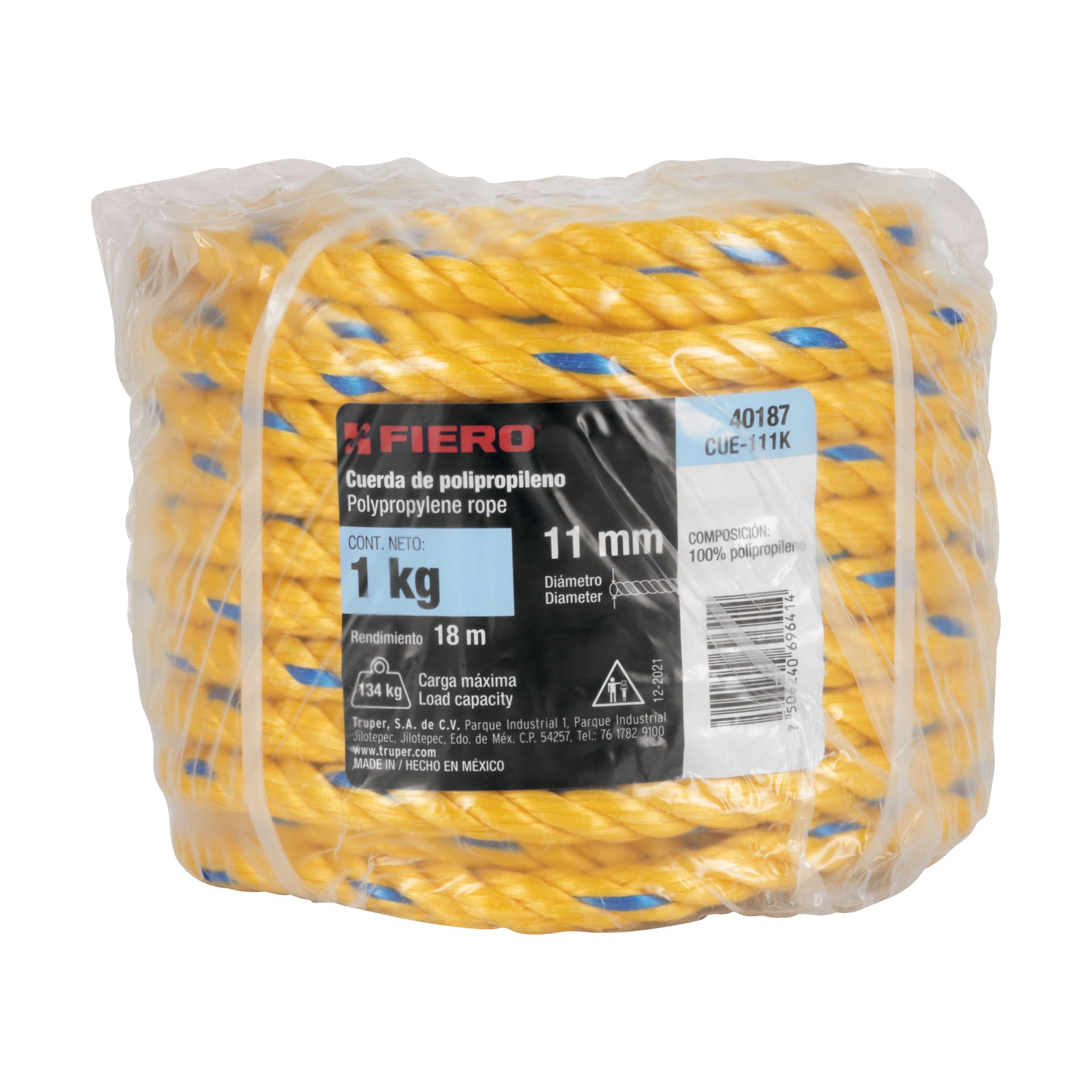 Kilo de cuerda amarilla de polipropileno 11 mm, rollo 1kg - Imagen 5