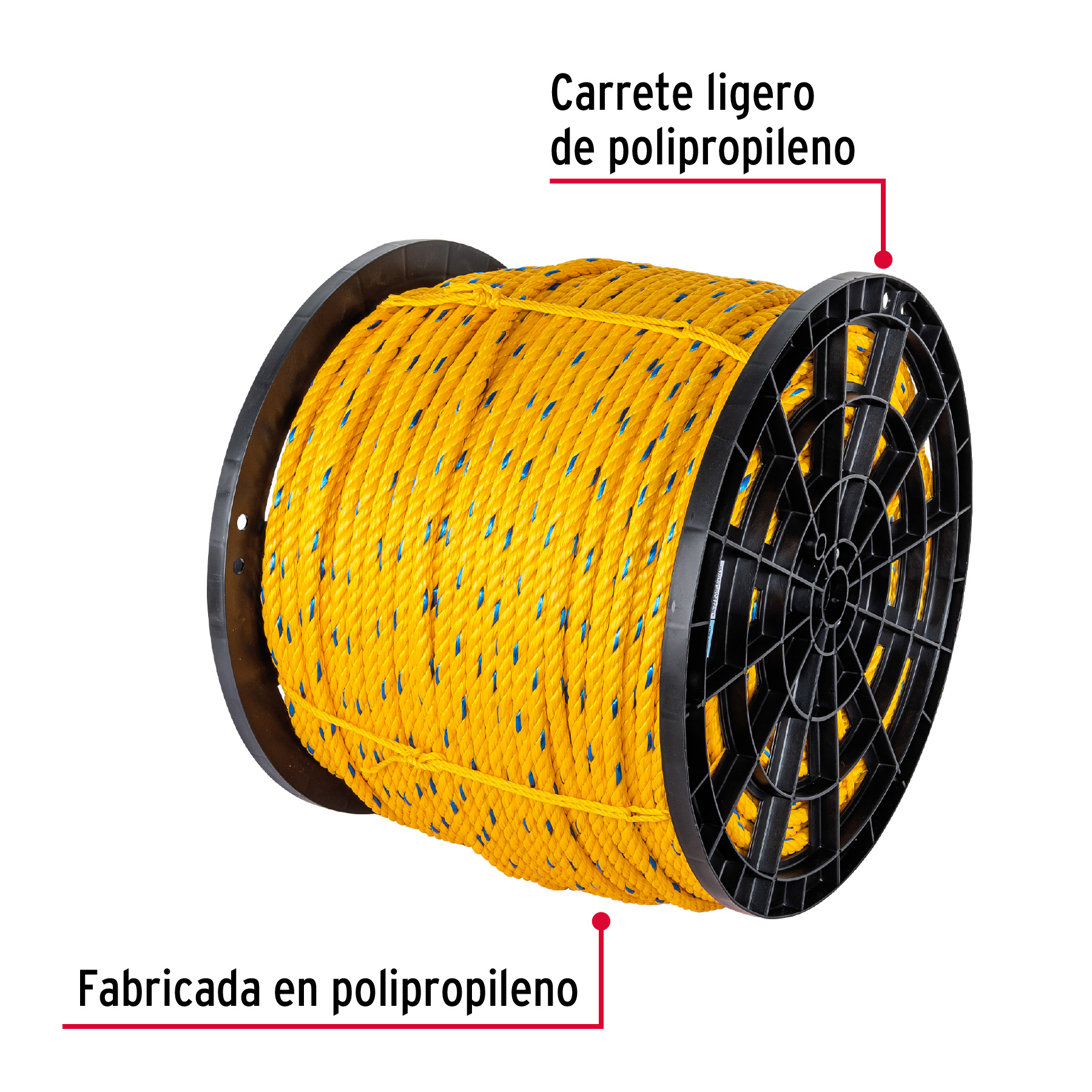 Kilo de cuerda amarilla de polipropileno 13mm, carrete 30kg - Imagen 4