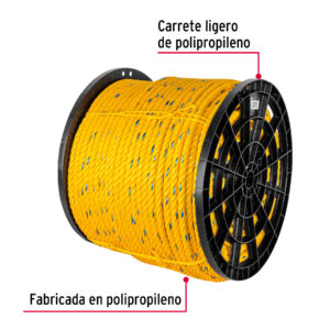 Kilo de cuerda amarilla de polipropileno 16mm, carrete 30kg - Imagen 3