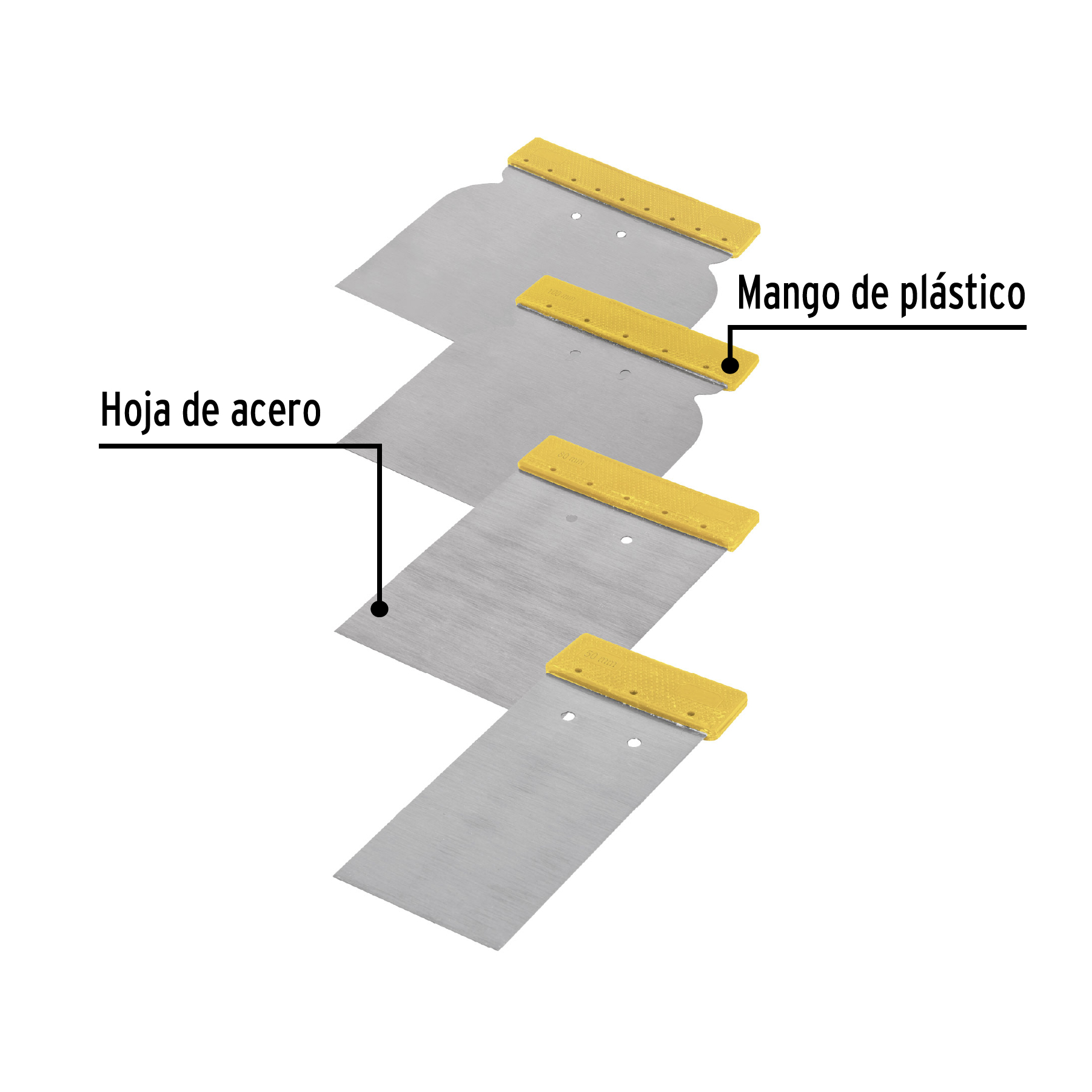 Juego de 4 cuñas con mango de plástico, PRETUL - Imagen 3
