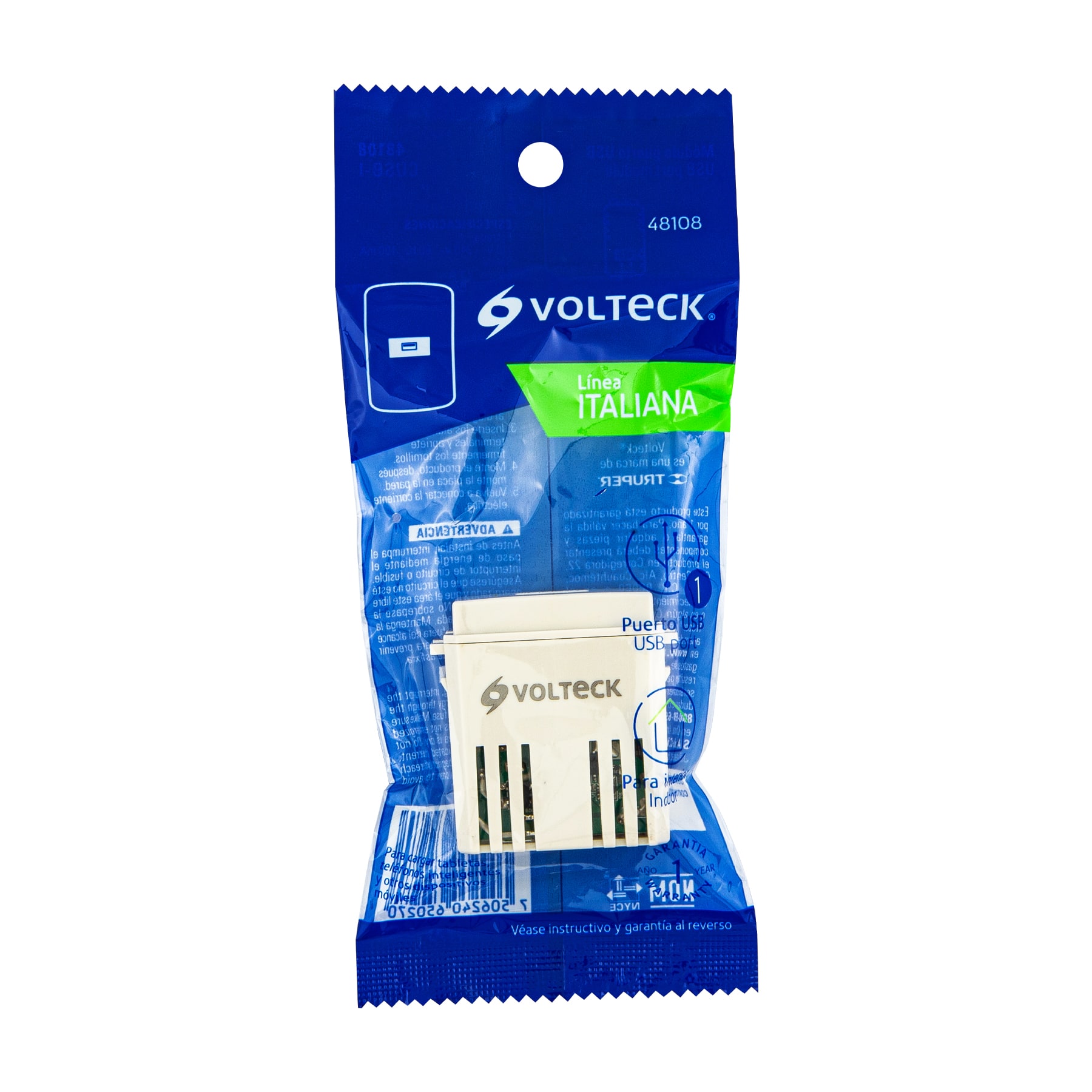 Módulo puerto USB, línea Italiana, color marfil, VOLTECK - Imagen 6