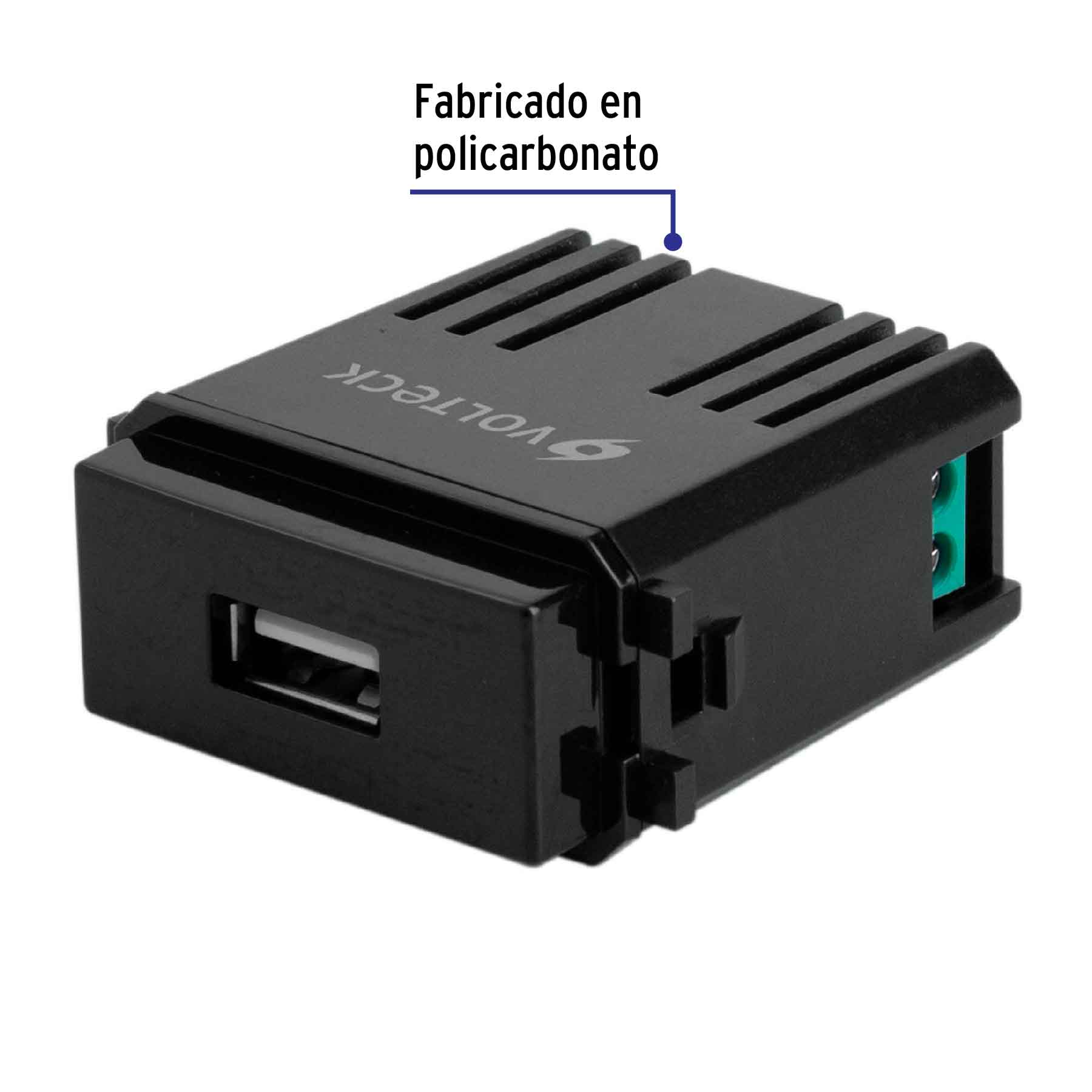 Módulo USB, línea Italiana, color negro, VOLTECK - Imagen 3