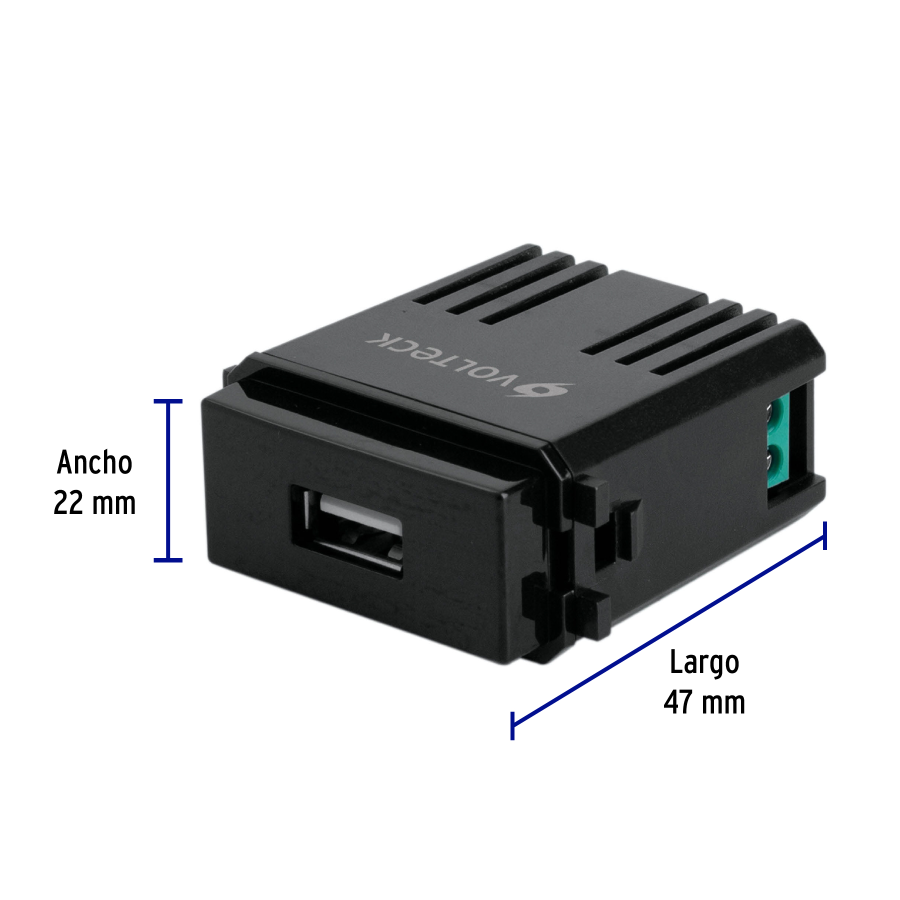 Módulo USB, línea Italiana, color negro, VOLTECK - Imagen 4