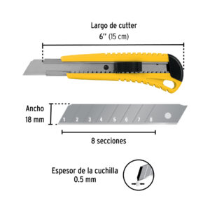 Cutter 18 mm plástico con alma metálica, PRETUL - Imagen 3