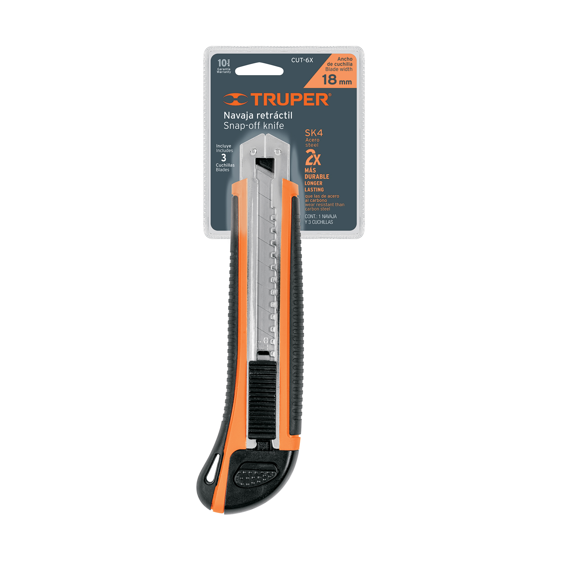 Cutter 18 mm profesional con alma metálica y grip, TRUPER - Imagen 4