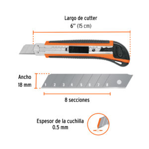 Cutter 18 mm profesional con alma metálica y grip, TRUPER - Imagen 3