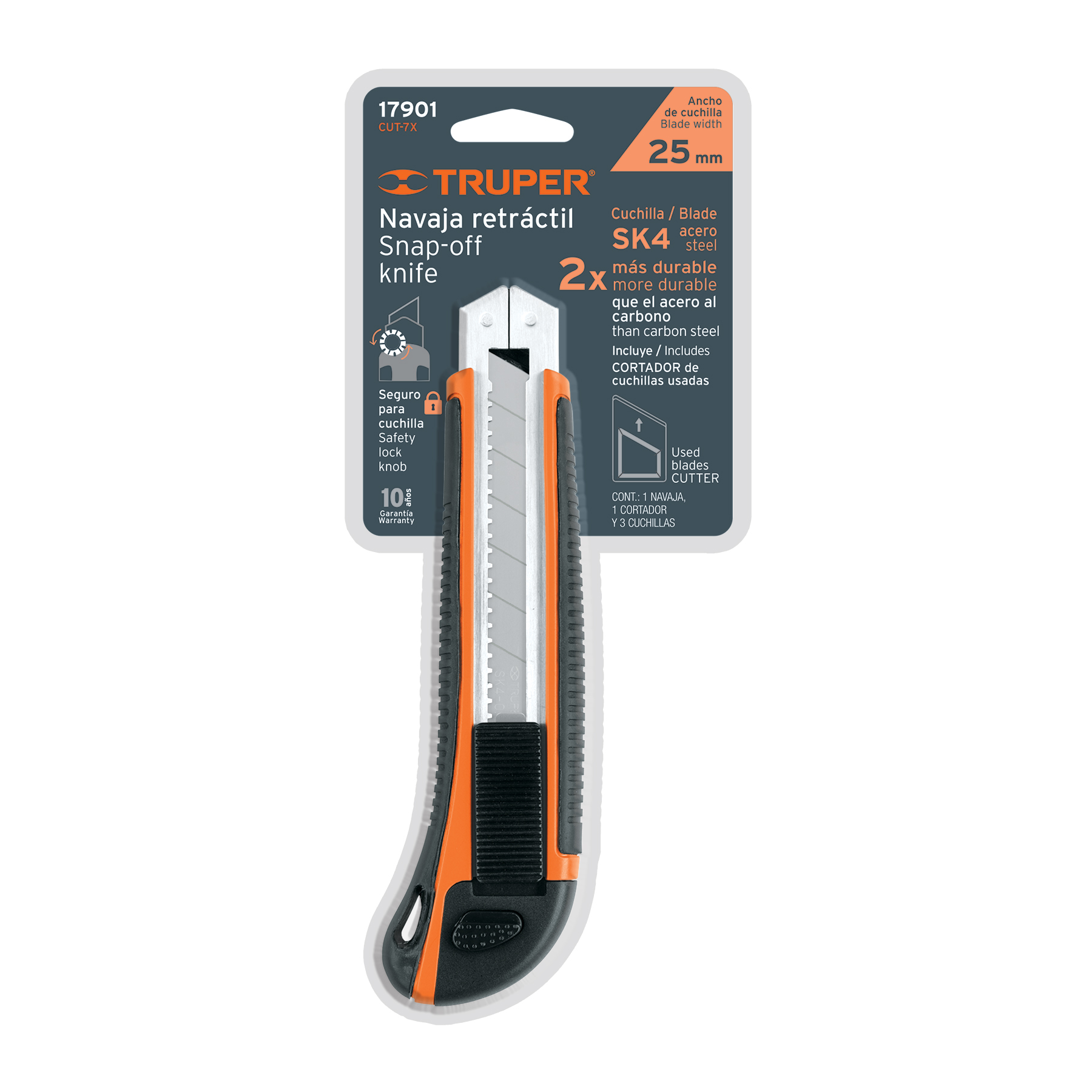 Cutter 25 mm profesional con alma metálica y grip, TRUPER - Imagen 4