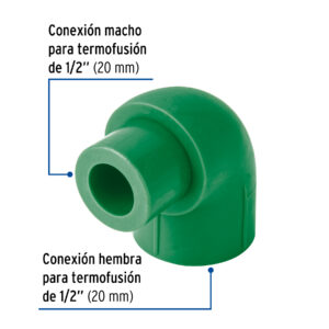 Codo 90° PPR,  1/2', macho-hembra, FOSET - Imagen 3