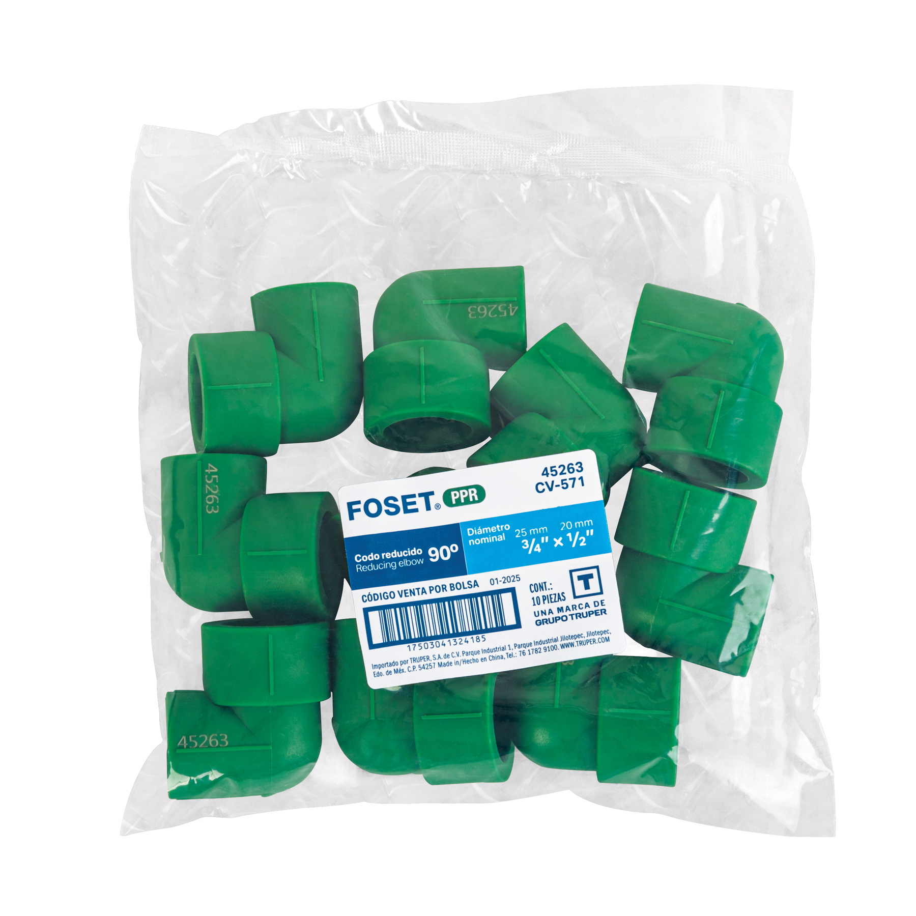 Codo 90° PPR reducido, 3/4' x 1/2', FOSET - Imagen 4