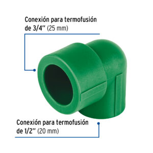 Codo 90° PPR reducido, 3/4' x 1/2', FOSET - Imagen 3