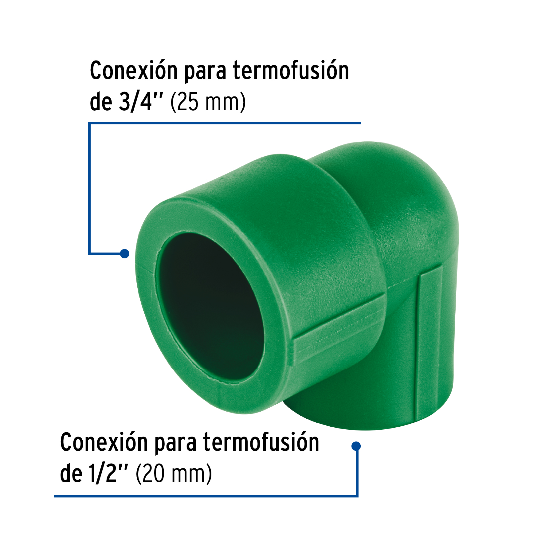 Codo 90° PPR reducido, 3/4' x 1/2', FOSET - Imagen 3