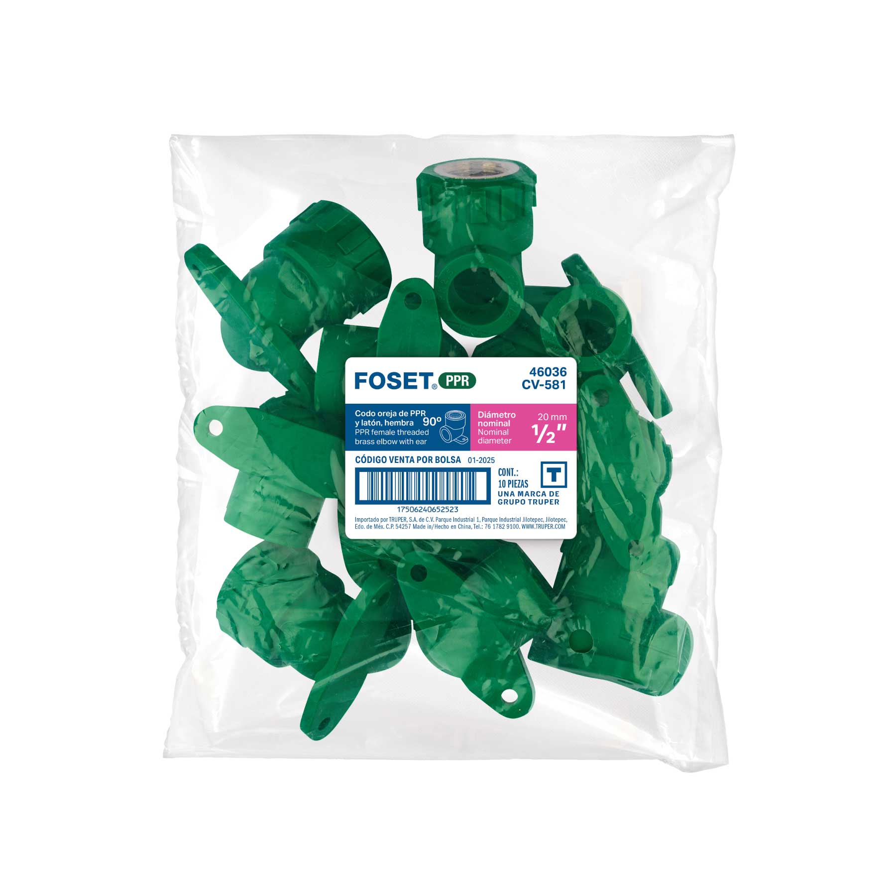 Codo oreja 90° PPR, 1/2', hembra con inserto metálico, FOSET - Imagen 4