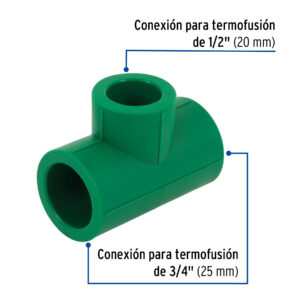 Tee reducida de PPR 3/4' x 3/4' x 1/2', FOSET - Imagen 3