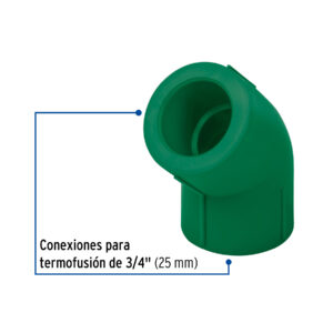 Codo 45° de PPR, 3/4' (25mm), FOSET - Imagen 3