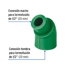 Codo 45° de PPR, 1/2' (20mm), macho-hembra, FOSET - Imagen 3