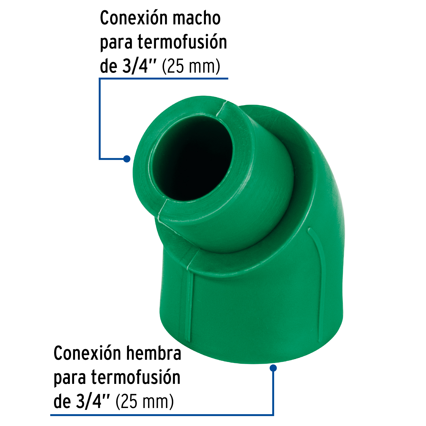 Codo 45° de PPR, 3/4' (25mm), macho-hembra, FOSET - Imagen 3