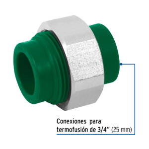 Tuerca unión PPR, tuerca latón, 3/4', FOSET - Imagen 3
