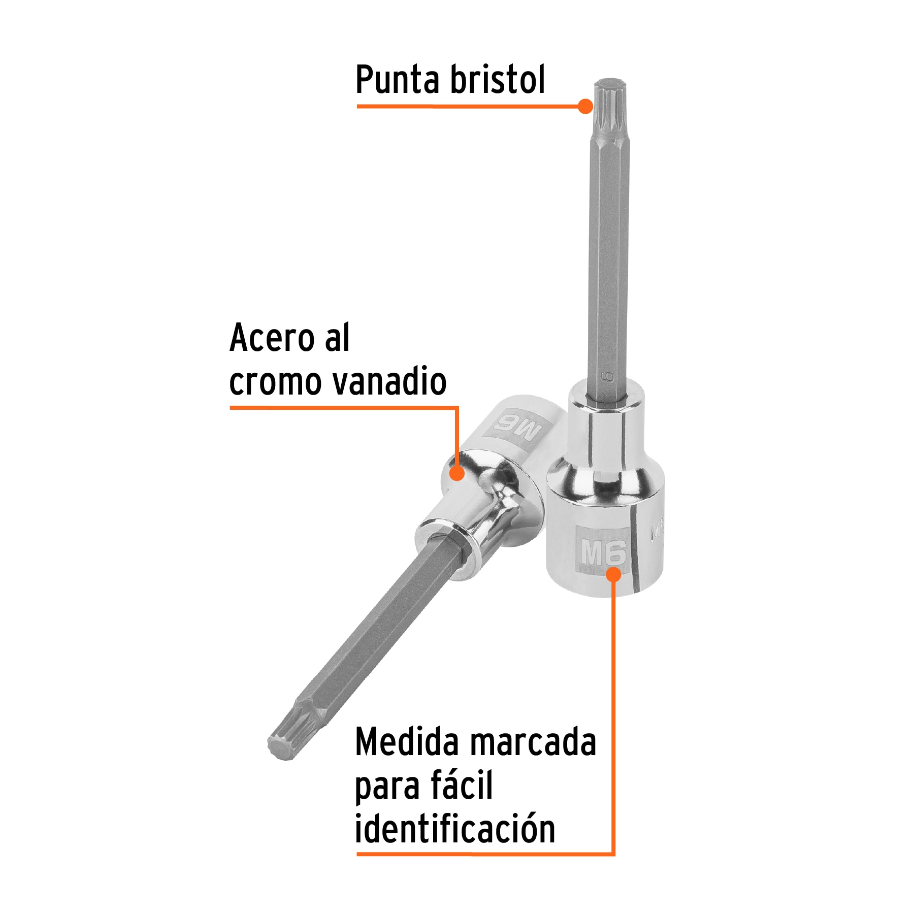 Dado punta larga bristol M6, cuadro 1/2', TRUPER - Imagen 3
