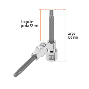Dado punta larga bristol M8, cuadro 1/2', TRUPER - Imagen 4