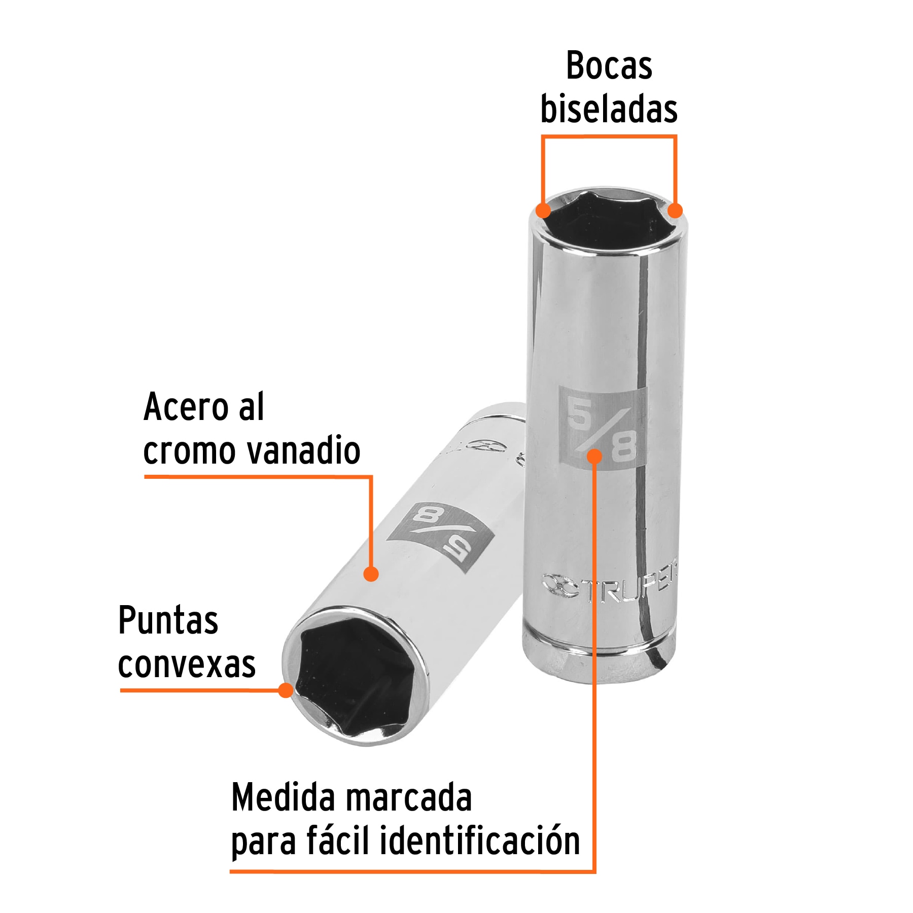 Dado largo para bujía de 5/8', 6 puntas, cuadro de 1/2' - Imagen 4