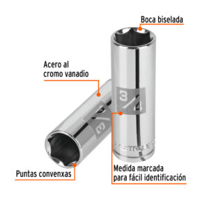 Dado largo de 3/4', 6 puntas, cuadro 1/2', TRUPER - Imagen 3