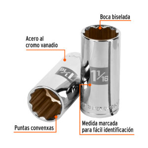 Dado largo de 1-1/16', 12 puntas, cuadro 1/2', TRUPER - Imagen 3