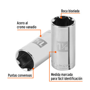 Dado largo de 1-1/8', 6 puntas, cuadro 1/2', TRUPER - Imagen 3