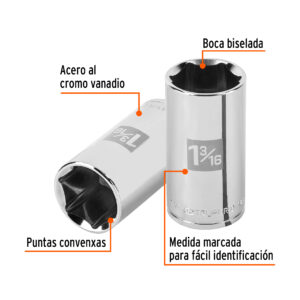 Dado largo de 1-3/16', 6 puntas, cuadro 1/2', TRUPER - Imagen 3
