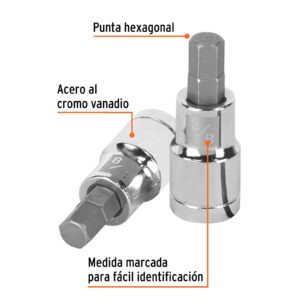 Dado punta hexagonal de 3/8', cuadro 1/2', TRUPER - Imagen 3