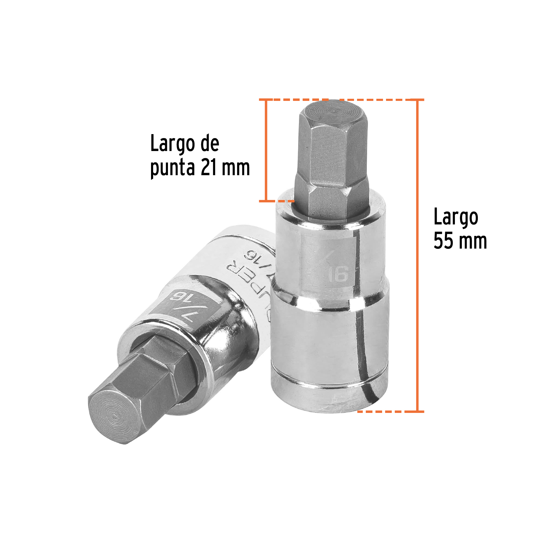 Dado punta hexagonal de 7/16', cuadro 1/2', TRUPER - Imagen 4