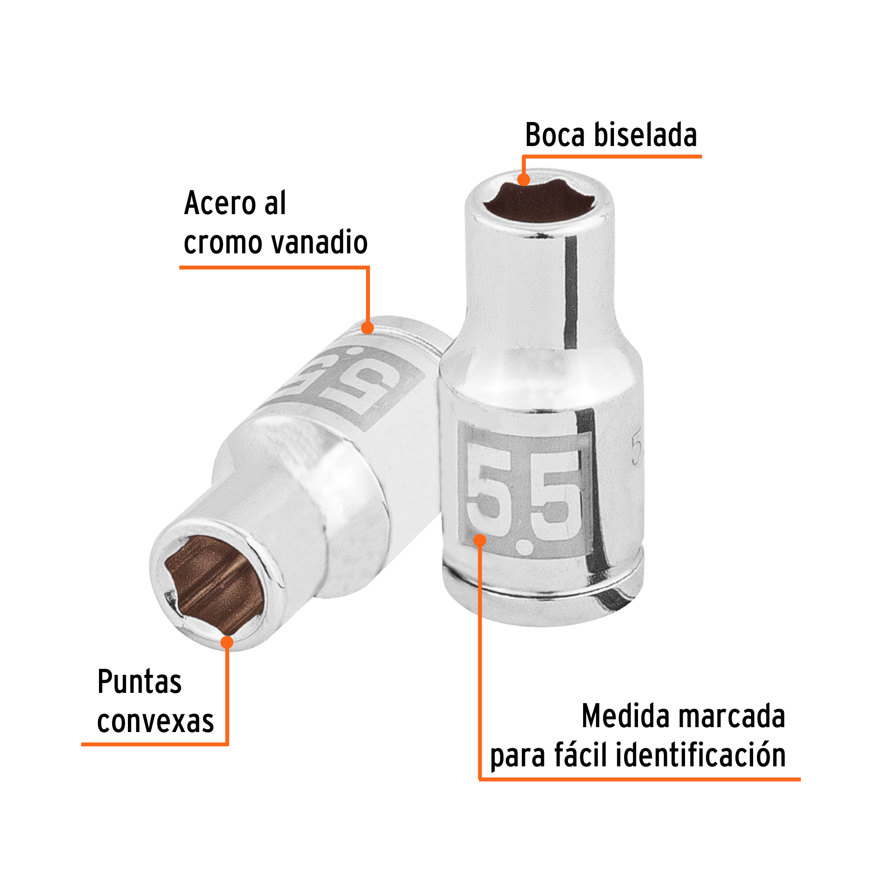 Dado de 5.5 mm, 6 puntas, cuadro 1/4', TRUPER - Imagen 3