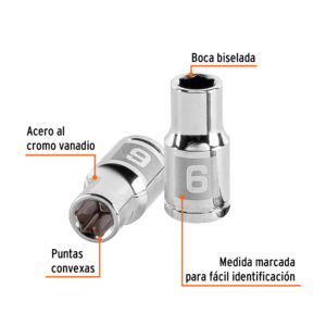 Dado de 6 mm, 6 puntas, cuadro 1/4', TRUPER - Imagen 3