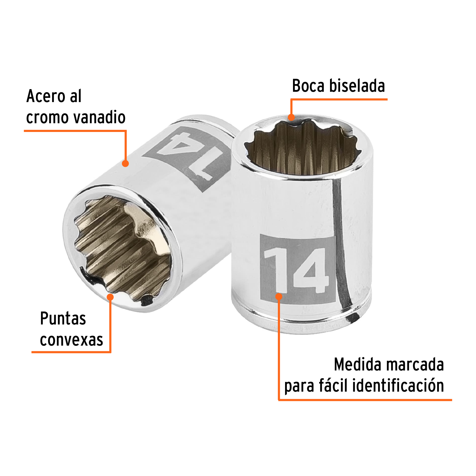 Dado de 14 mm, 12 puntas, cuadro 1/4', TRUPER - Imagen 3