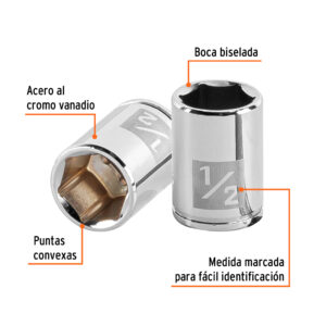 Dado de 1/2', 6 puntas, cuadro 1/4', TRUPER - Imagen 3