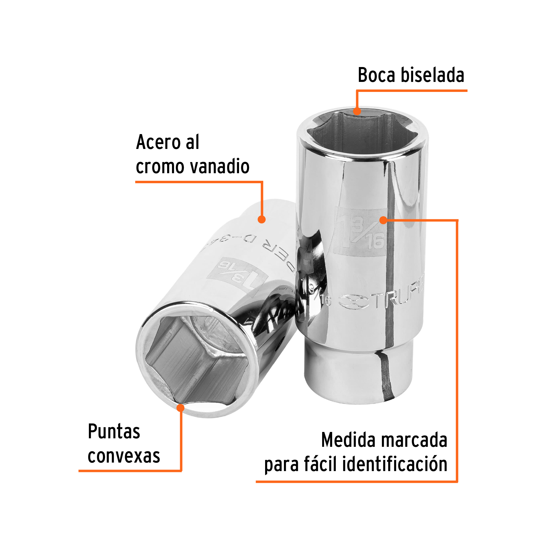 Dado largo de 1-3/16', 6 puntas, cuadro 3/4', TRUPER - Imagen 3