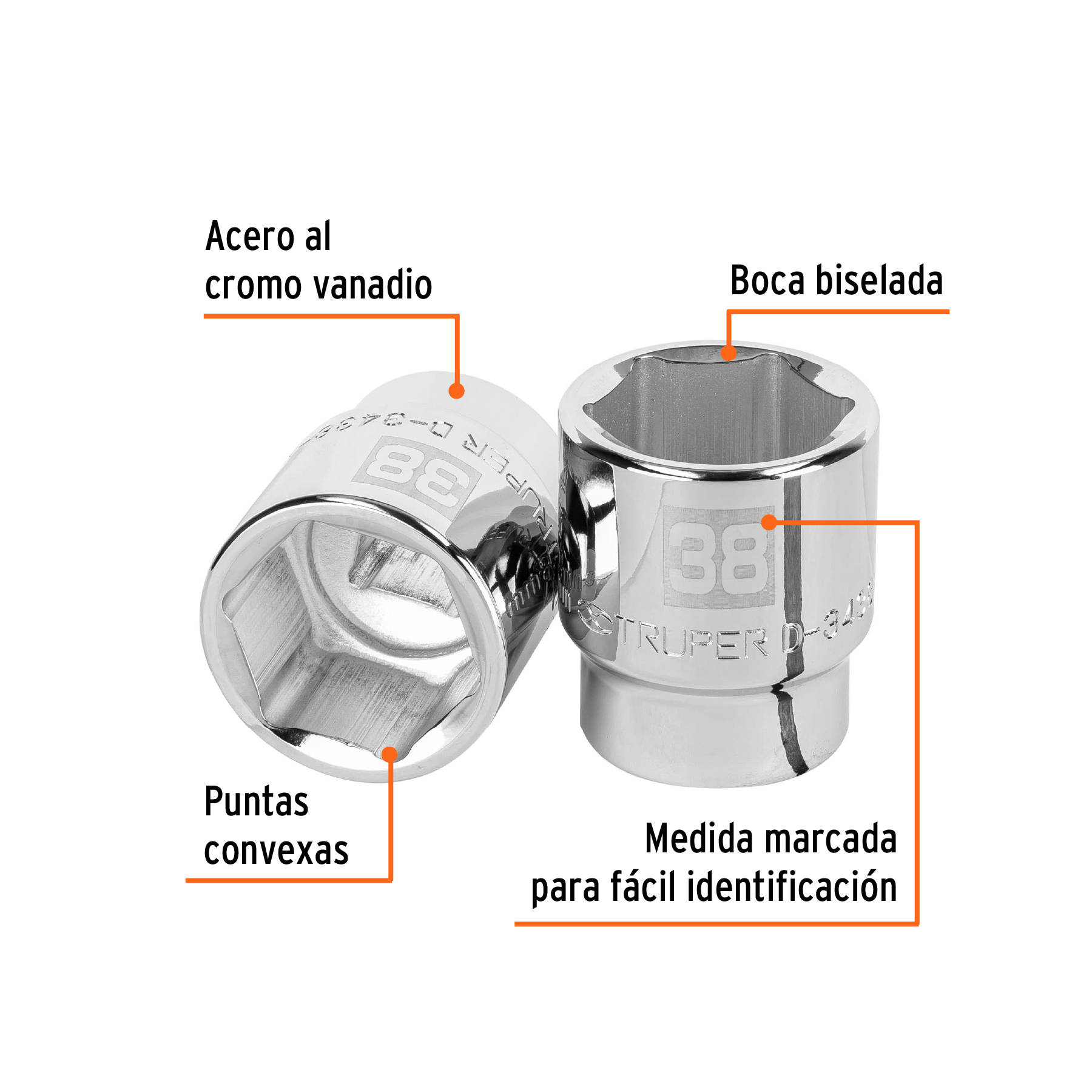 Dado de 38 mm, 6 puntas, cuadro 3/4', TRUPER - Imagen 3