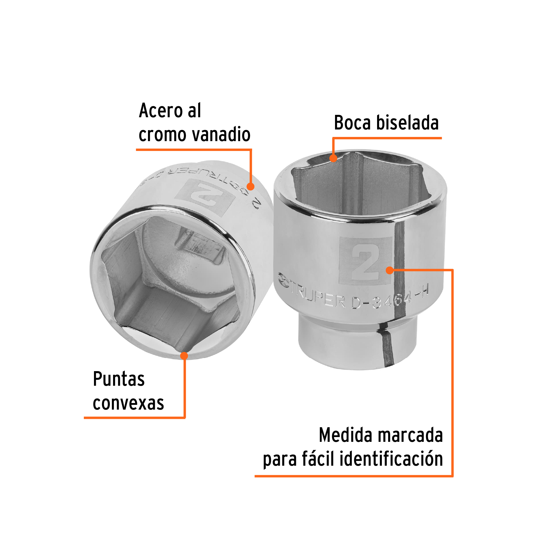 Dado de 2', 6 puntas, cuadro 3/4', TRUPER - Imagen 3