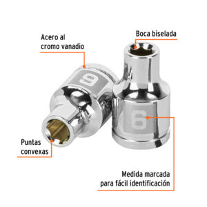 Dado de 6 mm, 6 puntas, cuadro 3/8', TRUPER - Imagen 3