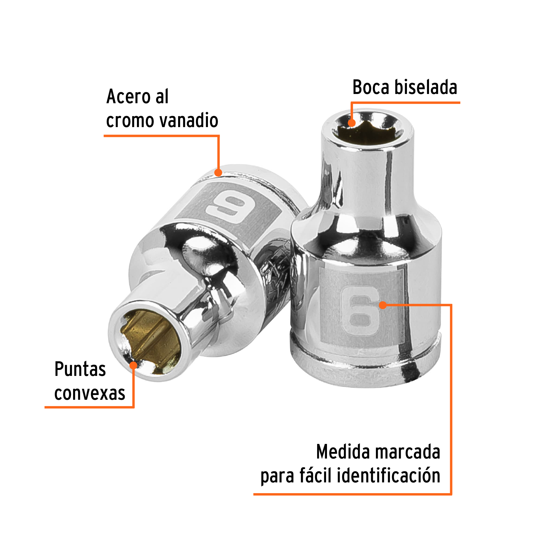 Dado de 6 mm, 6 puntas, cuadro 3/8', TRUPER - Imagen 3
