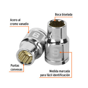 Dado de 9 mm, 12 puntas, cuadro 3/8', TRUPER - Imagen 3