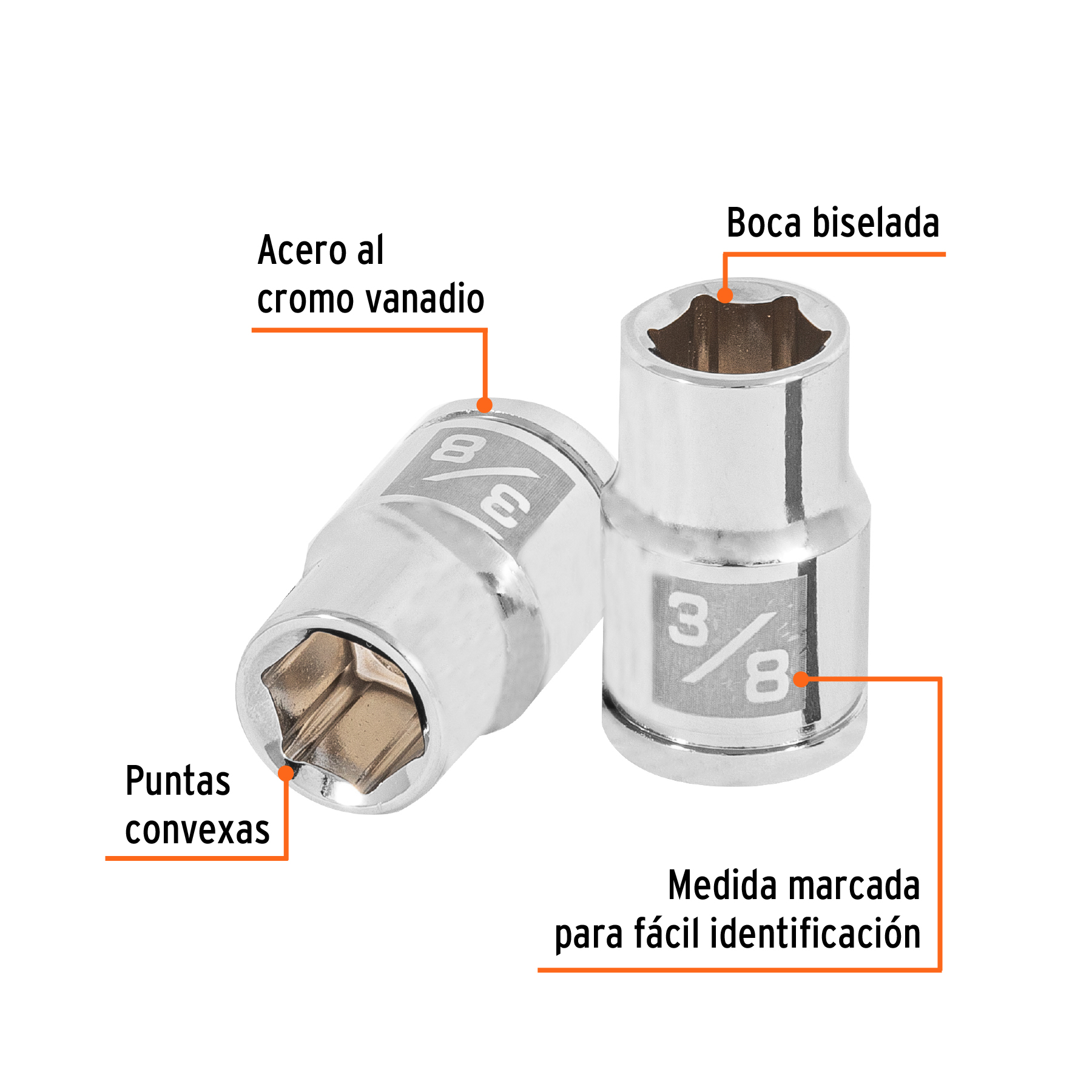 Dado de 3/8', 6 puntas, cuadro 3/8', TRUPER - Imagen 3