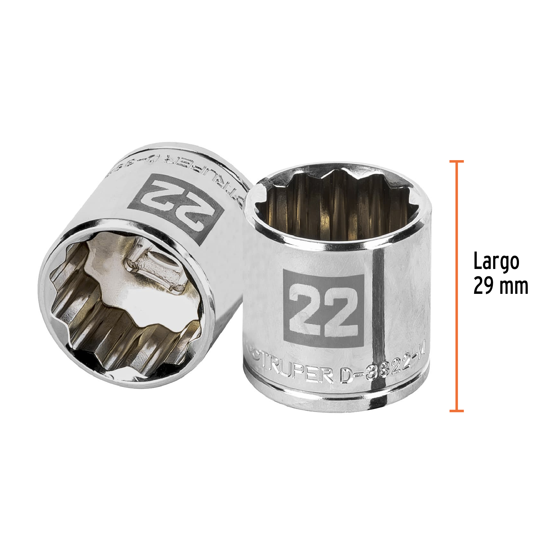 Dado de 22 mm, 12 puntas, cuadro 3/8', TRUPER - Imagen 4