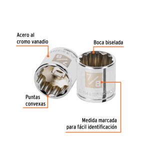 Dado de 7/8', 12 puntas, cuadro 3/8', TRUPER - Imagen 3