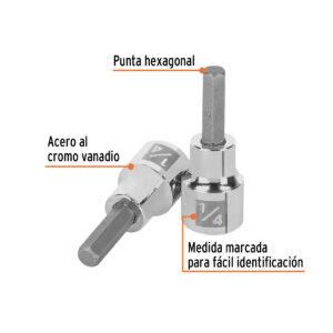 Dado punta hexagonal de 1/4', cuadro 3/8', TRUPER - Imagen 3