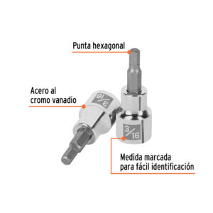Dado punta hexagonal de 3/16', cuadro 3/8', TRUPER - Imagen 3