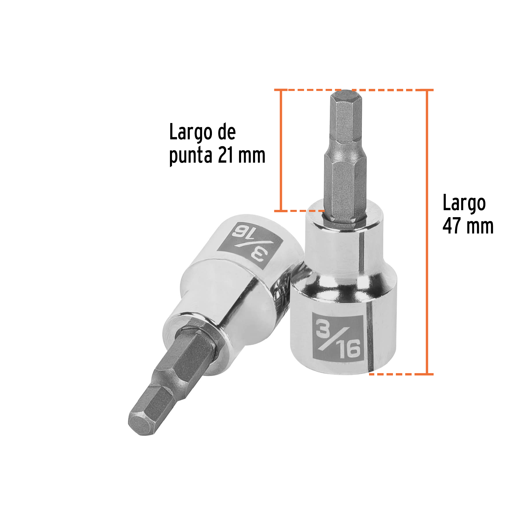 Dado punta hexagonal de 3/16', cuadro 3/8', TRUPER - Imagen 4