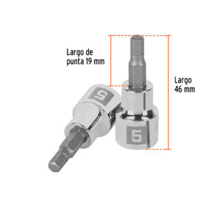 Dado punta hexagonal de 5 mm, cuadro 3/8', TRUPER - Imagen 4